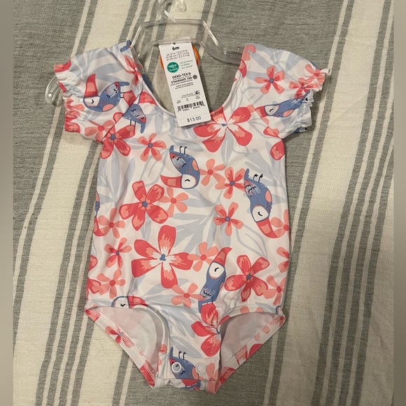 Carter's Other - Carters 6m Baby Girl One Piece Bathing Suit with Bow Back Pelican Print NWT